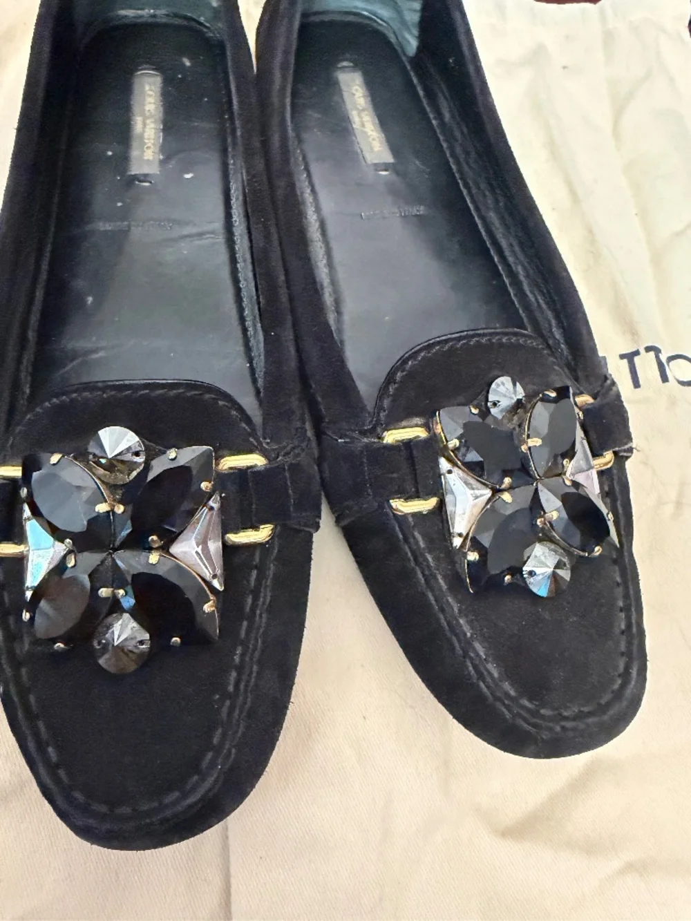 LV black suede ballerina flat